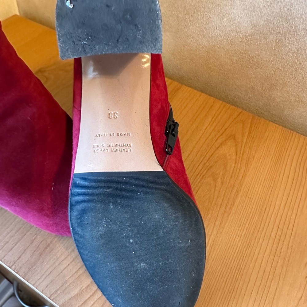 Napoleoni red suede ankle boots size 38 - Picture 5 of 6